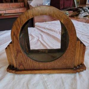 lot 215 image: Antique Oak Art Deco Mantel Clock Case
