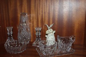lot 22 image: Lead Crystal Items, Ceramic Bell with Gold accent