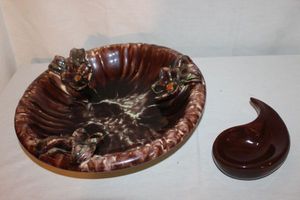 lot 62 image: German Pottery Floral Encrusted Fruit Bowl  And Ashtray