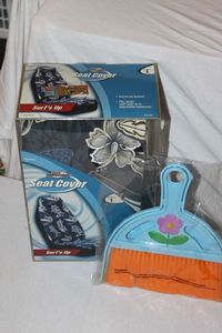 lot 105 image: Car seat cover and small BroomDustpan