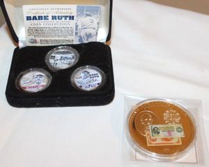 lot 181 image: Babe Ruth Collector Coins and Lincoln Gold Certificate Commemorative Coin