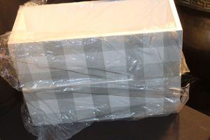 lot 239 image: White and Grey checked planter boxes