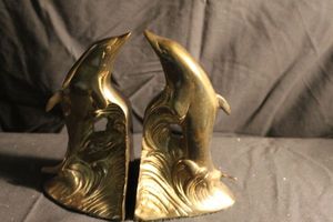 lot 321 image: Brass Dolphin Bookends