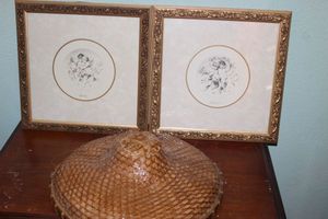 lot 498 image: Framed Pictures and hat