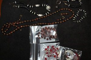 lot 371 image: Jewelry Beaded Necklaces, Earrings and Bracelets, Some Findings Stamped 925