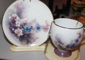 lot 51 image: Lena Licl Blossoms & Butterflies Teleflora Cup & Plate
