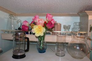 lot 112 image: French Press, Vases, Glass Pitchers and Roses
