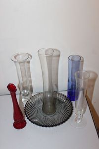 lot 181 image: Colored Glass Plate and Vases