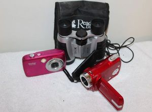 lot 195 image: Camcorder, Camera and binoculars&nbsp