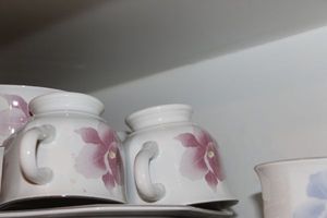 lot 219 image: Dish set includes Plates, soup bowls, Salad Plates, Breadpie plates and cups