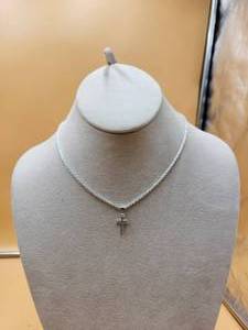 lot 16 image: Silver necklace with cross - jewelry