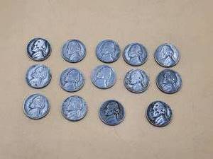 lot 75 image: Selection of vintage Jefferson nickels coins