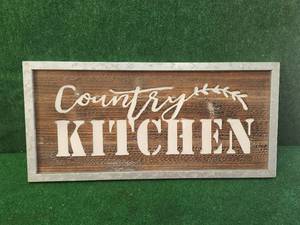 lot 40 image: Country Kitchen - wood and metal sign