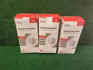 lot 206 image: Selection of 3-80count boxes of KN95 mask - great for crafting projects