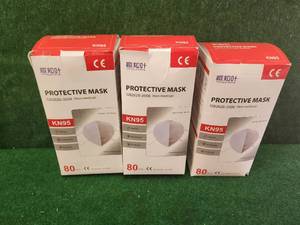 lot 213 image: Selection of 3-80count boxes of KN95 mask - great for crafting projects
