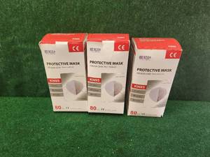 lot 242 image: Selection of 3-80count boxes of KN95 mask - great for crafting projects