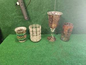 lot 170 image: Mosaic glass candle holders