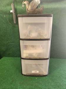 lot 184 image: 3 drawer bin with plumbing supplies