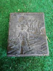 lot 303 image: Vintage printing rubber stamp - depicting Railroad station