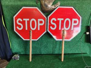 lot 342 image: Pair of handheld stop signs