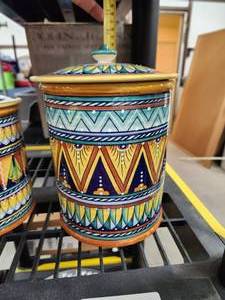 lot 637 image: Lidded Cannister - Italian crafted - 9 tall - matches up with 634, 635, 636