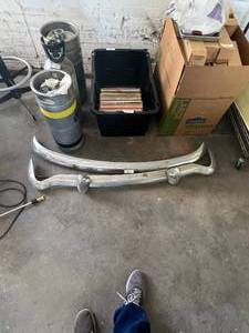 lot 621 image: Front and rear chrome bumper off of believed to be 1950s era MG