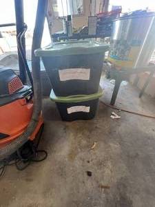 lot 135 image: 2 bins with Christmas decor.