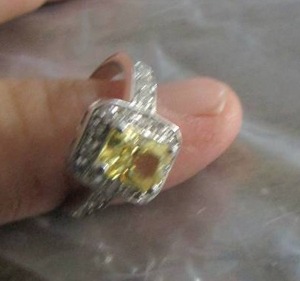 lot 278 image: Yellow stone ring   MARKED 925
