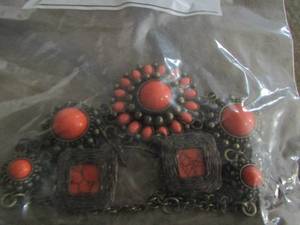 lot 228 image: orange stone womens necklace with matching earrings