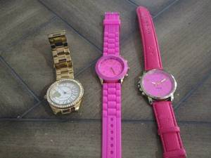 lot 227 image: Geneva pink watches qty 2, Betsy Johnson xl gold watch
