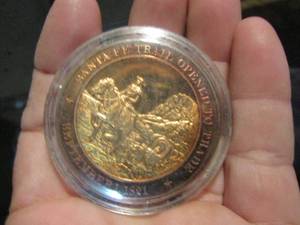 lot 420 image: Santa Fe trail opened to trade september 1821 coin