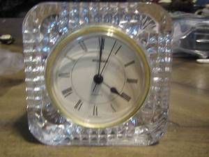 lot 361 image: Staiger Clock W. Germany desk clock IN   Lead Crystal Case  FRANCE