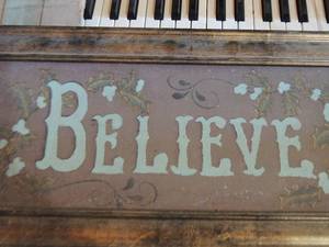 lot 35 image: wood anchor sign 37x12, believe wall art 12x24