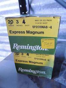 lot 27 image: Express Magnum Remington 20GA  4 SHOT  3  qty 2 boxes