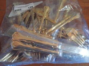 lot 128 image: Cambridge Gold stainless steel, forks qty 16- - spoons qty 21- butterknives qty 10
