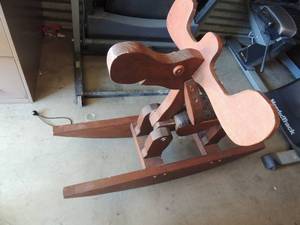 lot 421 image: wooden rocking moose