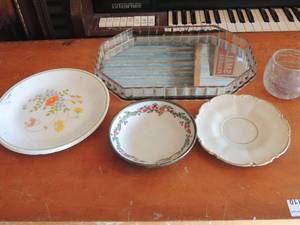 lot 449 image: mirrored tray, various plates and more