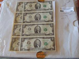 lot 47 image: Bankbook new, the land 2 dollar bills are fake  USED AS DISPLAY - FROM TREASURY