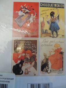 lot 334 image: FRENCH POSTER ART 8 X 10 - PKG OF 4 PRINTS  NEW