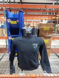 lot 43 image: Approx 80 DSG Arms Badge Logo Long Sleeve Shirts - Black.  Misc Sizes.  See Decription For Sizes & Quantities.  Bins are NOT Included.