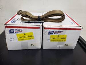 lot 84 image: Case of 10 DSG Alpha Tan Belts 1.5 Wide, Size 2XL (44-48 Waist) - QUANTITY 2 - BID IS TIMES THE QUANTITY
