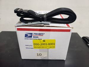 lot 87 image: Case of 10 DSG Alpha Black Belts 1.5 Wide, Size Large (36-39 Waist)