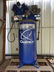 lot 3 image: Quincy QT-54 Vertical 60 Gallon two-Stage Air Compressor, Model 2V41C60VC w Baldor 5HP Motor