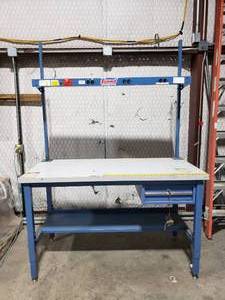 lot 14 image: Global Industries Adjustable Height Workstation w Drawer, Shelf & Power Outlets.  Top Measures 60 x 30