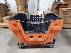 lot 17 image: Orange Rolling Postal Box Hamper