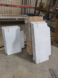lot 22 image: Large Lot of White Indestructo Box Mailers.  Includes Everything Pictured.