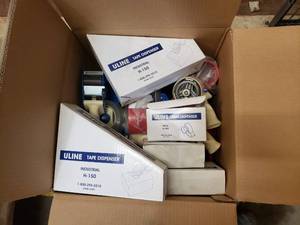 lot 30 image: Large Box Full of Industrial Tape Dispensers.  Approx 26 Total.