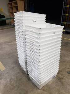 lot 47 image: Lot of 44 White Uline Space Age Totes