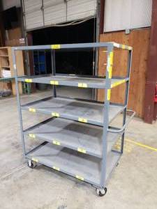lot 49 image: Industrial Rolling 5-Shelf Cart.  Measures 49 x 67 x 31