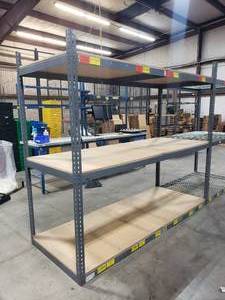 lot 54 image: Industrial Shelving w Adjustable Shelves.  Measures 96 x 81 x 36.  Each Shelf Holds Up To 1,000 lbs.
